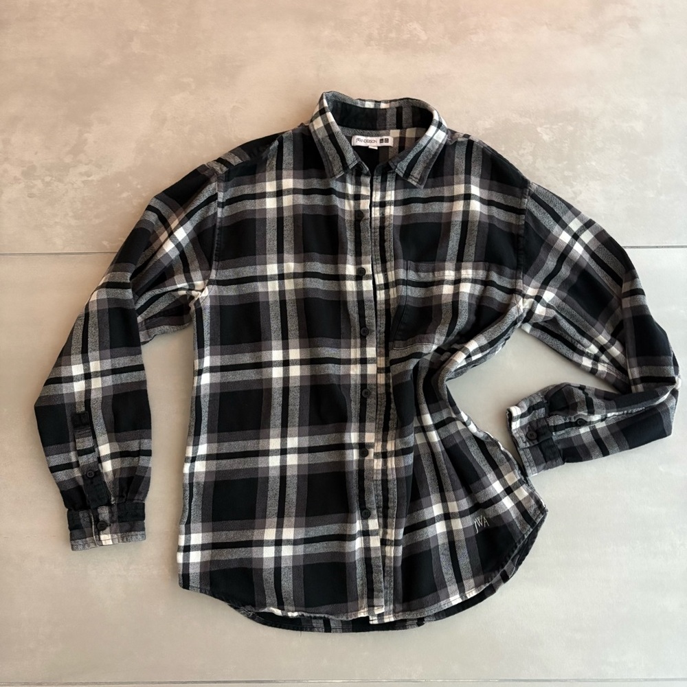 UNIQLO x JW Anderson Plaid Flannel Shirt Black White